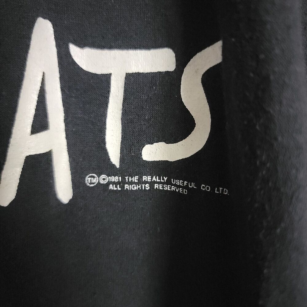 Vintage 80s CATS Broadway Musical Black T-shirt 1981 Cat Eyes MEDIUM - Picture 2 of 4